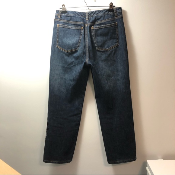 Vintage Talbots Embroidered Straight Leg Jean Sz 10 Velvet Sequins Stretch Y2K - Picture 2 of 7